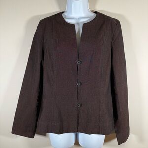 NWT Sigrid Olsen Sport Mahogany Brown Women's Buttoned Blazer Jacket 10